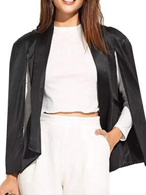 Haoduoyi Black Satin Blazer Cape‎ Women's Size XXL